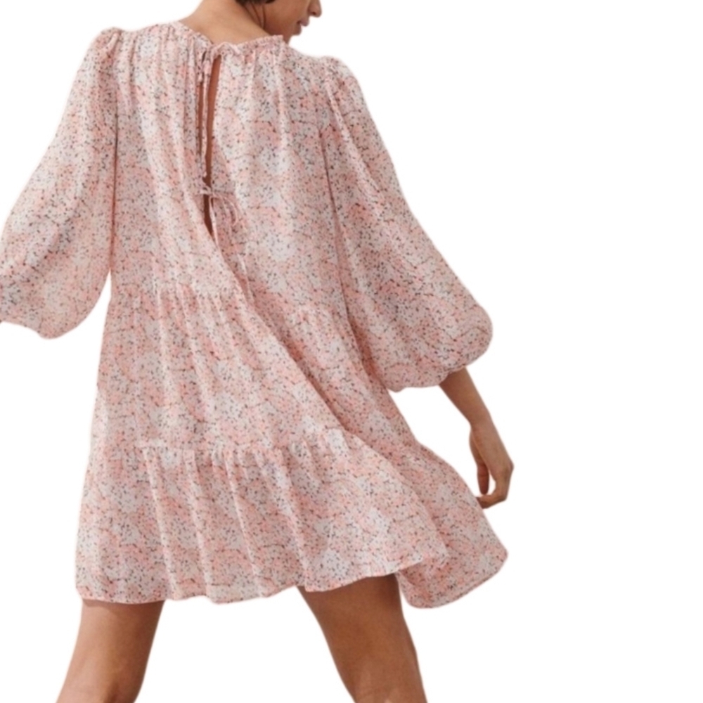 H&M Floral Longsleeve Tiered Babydoll Dress